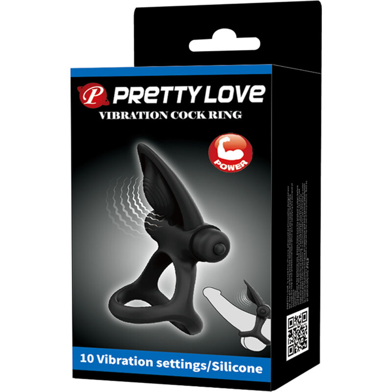 Anneau vibrant couple 10 vibrations silicone noir — PRETTY LOVE MALE