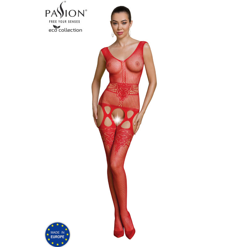 Bodystocking éco-responsable rouge — PASSION WOMAN BODYSTOCKINGS