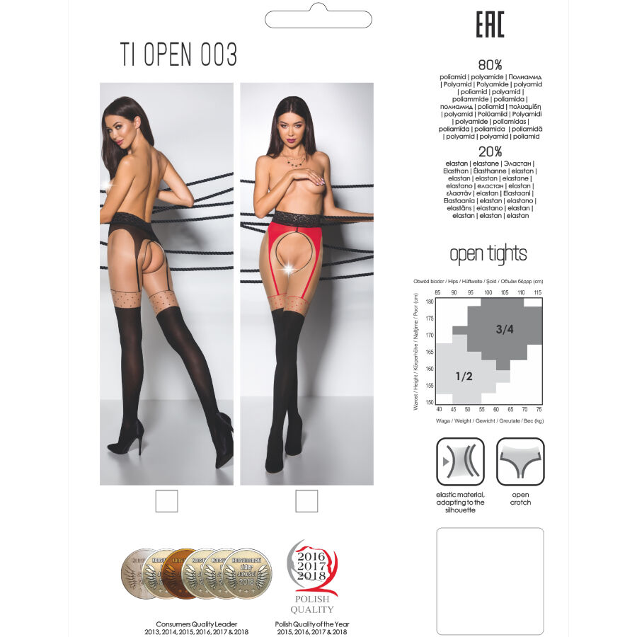 Bas effet porte-jarretelles noir 20/40 den — PASSION WOMAN GARTER & STOCK