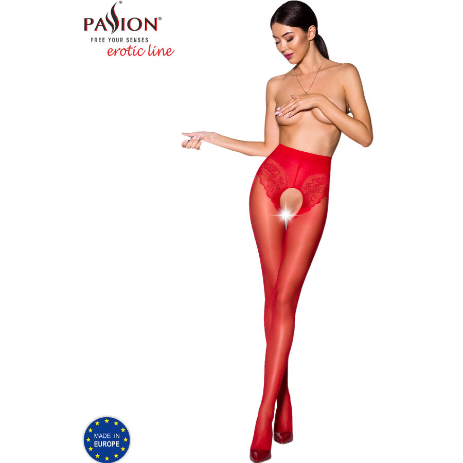 Bas lingerie rouge 30 den avec culotte décorative — PASSION WOMAN GARTER & STOCK