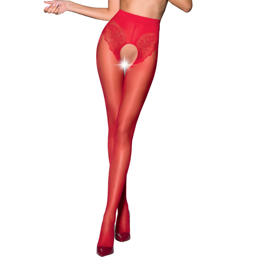Collant 3/4 rouge 30 deniers à culotte décorative — Passion Woman Garter & Stock