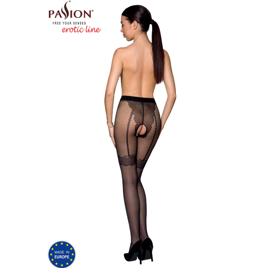 Bas-collant noir 20 deniers avec ouverture intime — PASSION WOMAN GARTER & STOCK