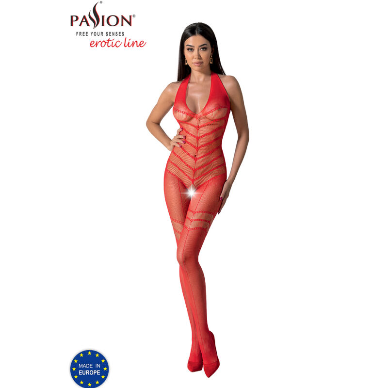 Bodystocking résille imprimé rouge — PASSION WOMAN BODYSTOCKINGS