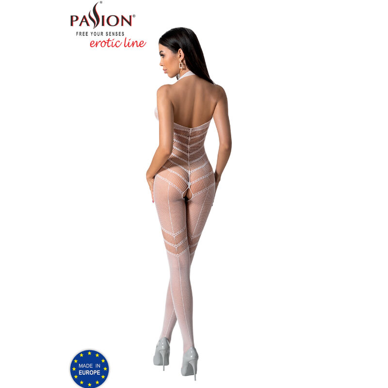 Body rélé blanc imprimé passion — PASSION WOMAN BODYSTOCKINGS