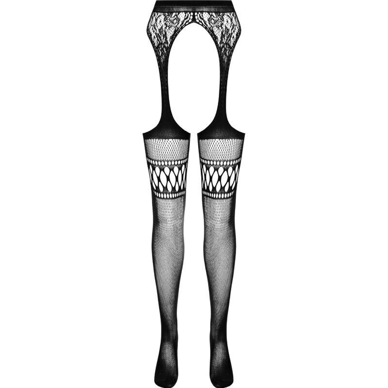 Collant noir à jarretière intégrée — PASSION WOMAN GARTER & STOCK