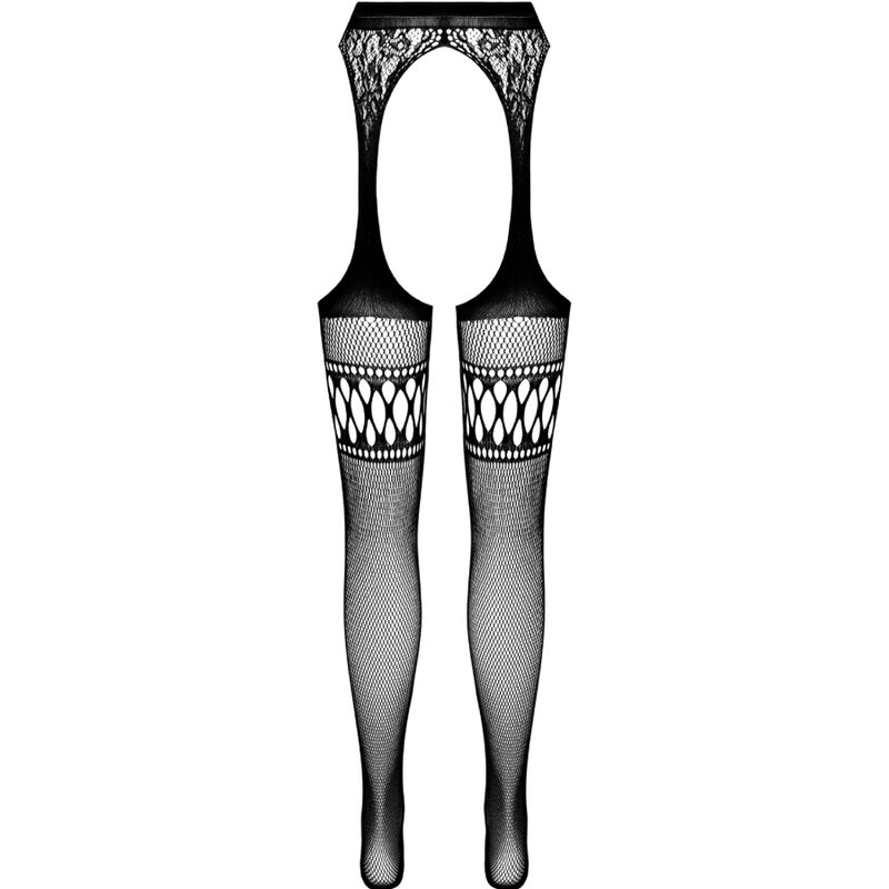 Collant noir à jarretière intégrée — PASSION WOMAN GARTER & STOCK
