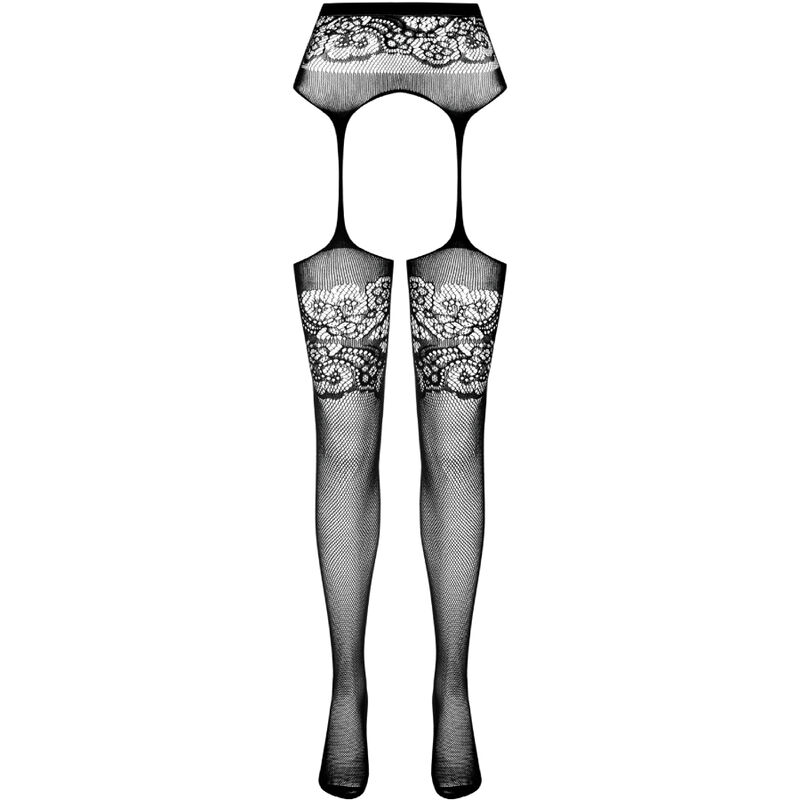 Collant ouvert noir avec jarretière taille unique — PASSION WOMAN GARTER & STOCK