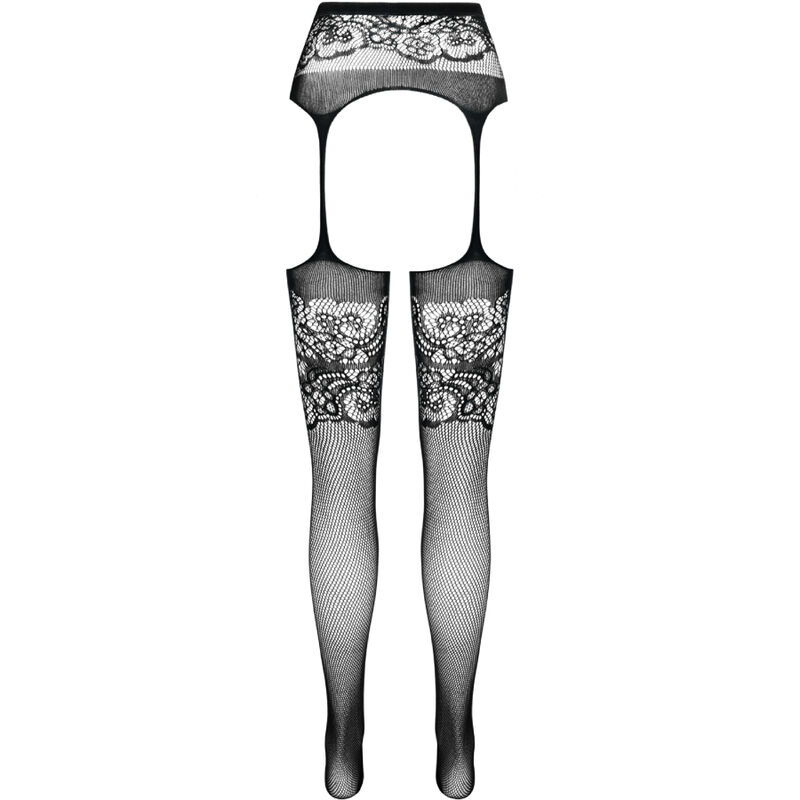 Collant ouvert noir avec jarretière taille unique — PASSION WOMAN GARTER & STOCK