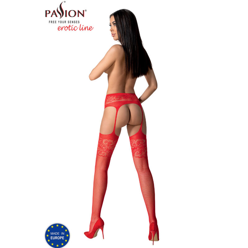 Bas et jarretière rouges — PASSION WOMAN GARTER & STOCK
