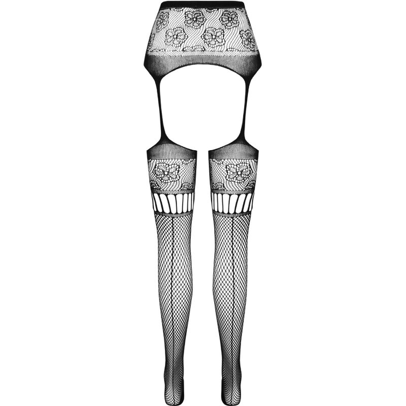 Collants ouverts avec jarretière noire taille unique — PASSION WOMAN GARTER & STOCK