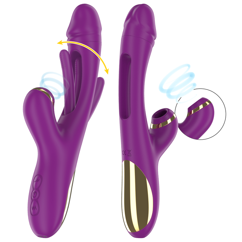 Vibrador recarregável multifunção com língua oscilante e sucção — INTENSE HIGH TECH