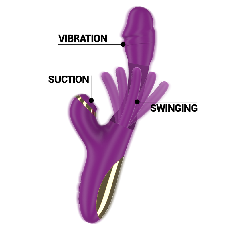 Vibrador recarregável multifunção com língua oscilante e sucção — INTENSE HIGH TECH
