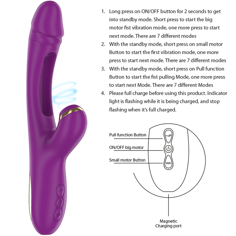 Vibrador recarregável multifunção com língua oscilante e sucção — INTENSE HIGH TECH