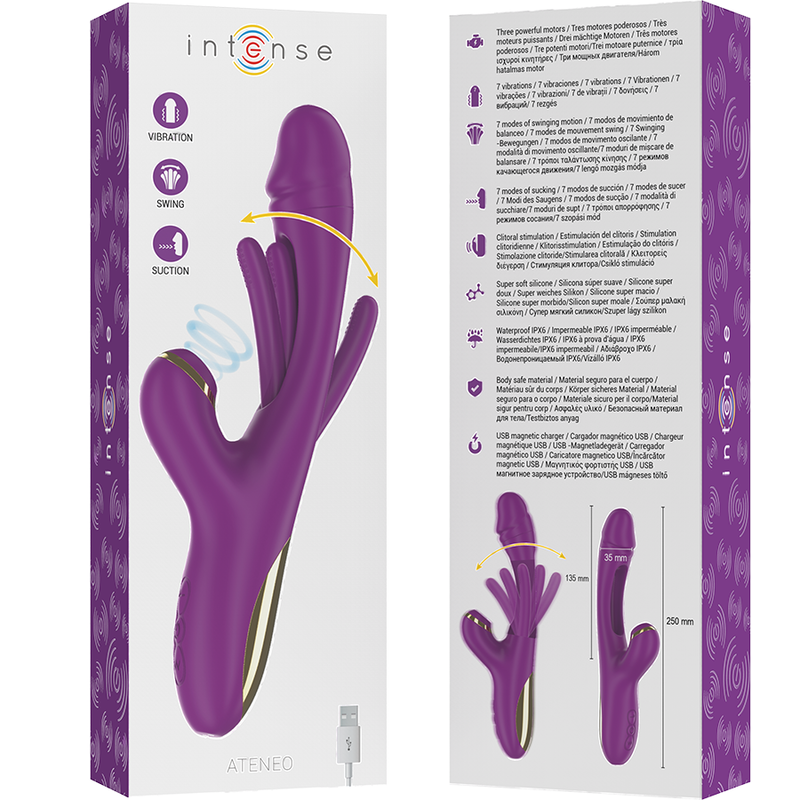 Vibrador recarregável multifunção com língua oscilante e sucção — INTENSE HIGH TECH
