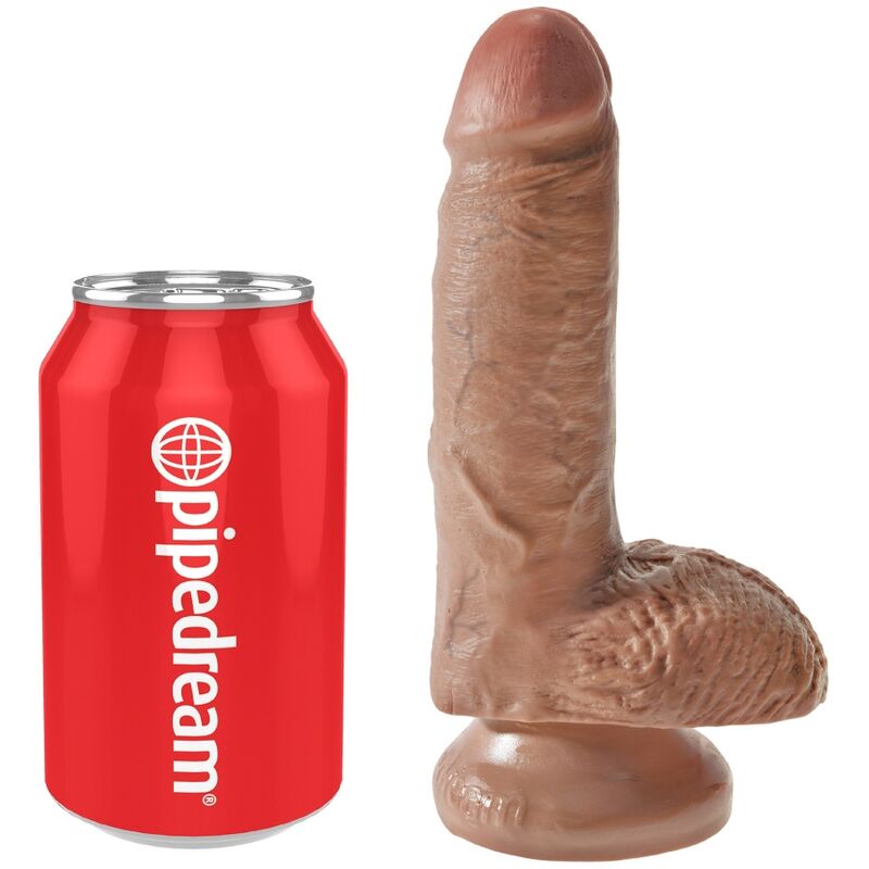 Gode réaliste avec bourses 13.2 cm caramel — KING COCK