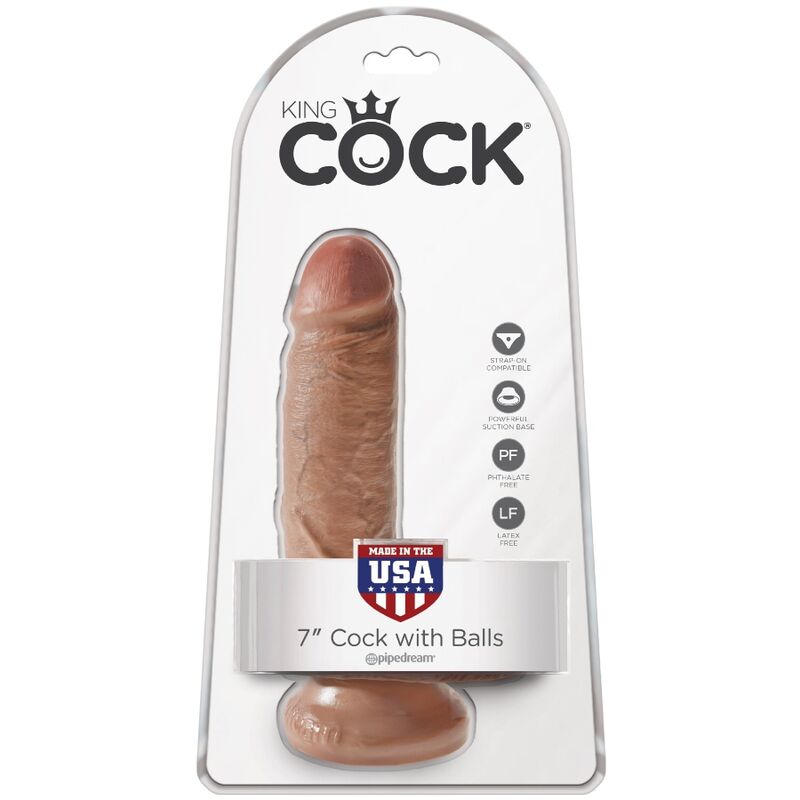 Gode réaliste avec bourses 13.2 cm caramel — KING COCK