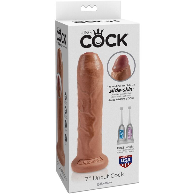 Gode réaliste non coupé 17.8 cm caramel — KING COCK