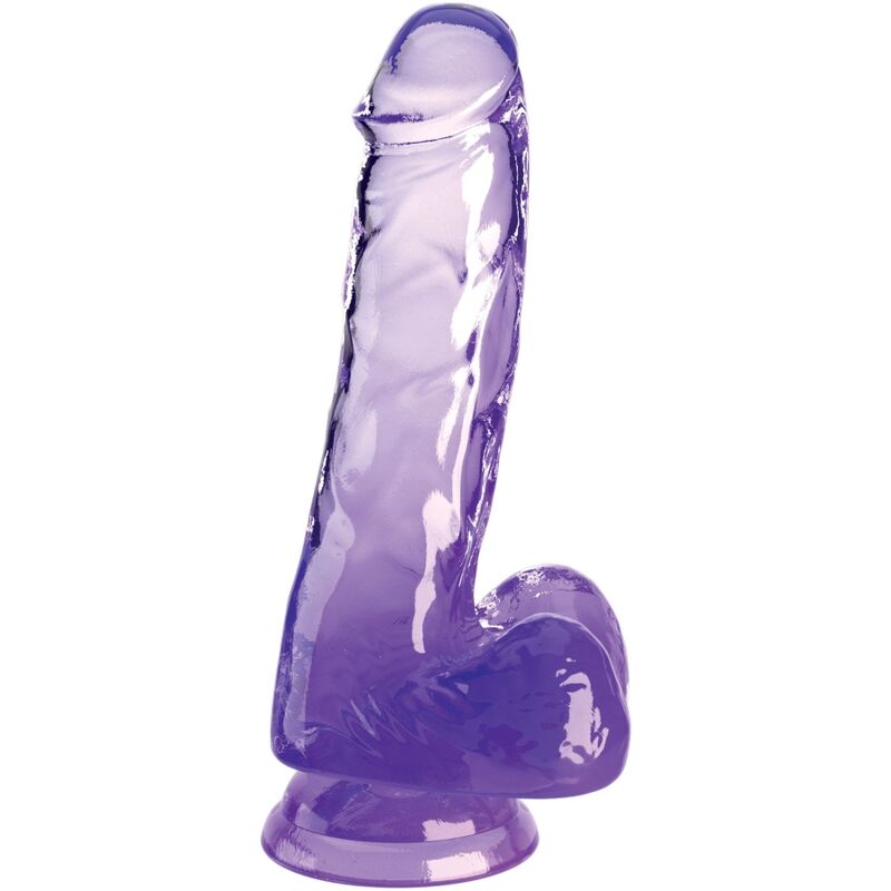Gode réaliste transparent violet avec bourses — KING COCK