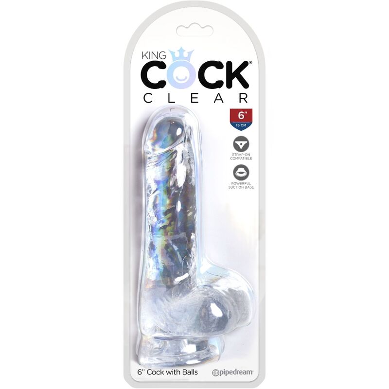 Gode réaliste transparent avec bourses — KING COCK
