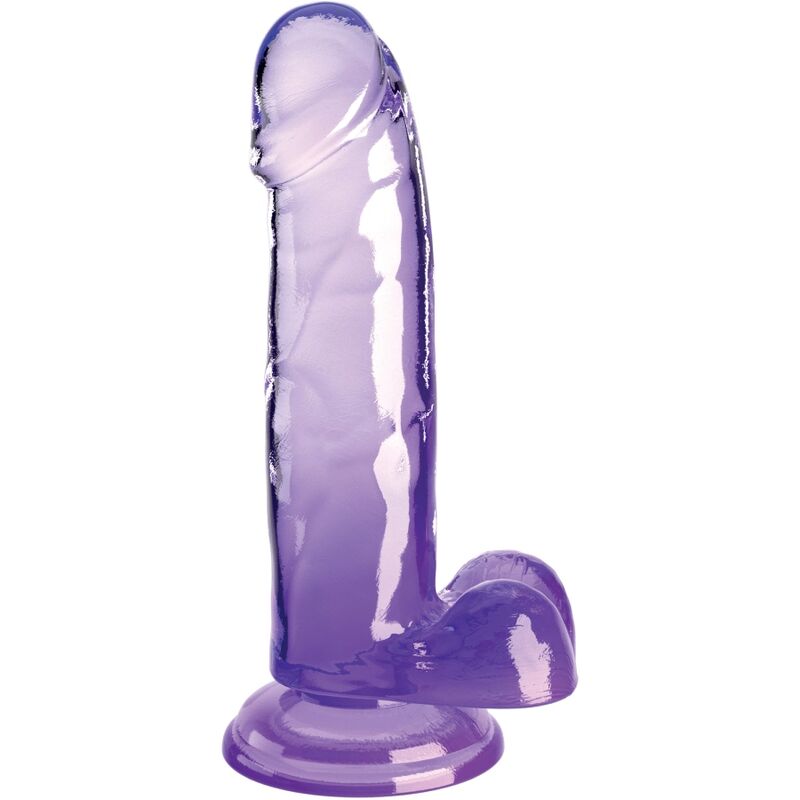 Gode réaliste translucide violet avec bourses 15 cm — KING COCK