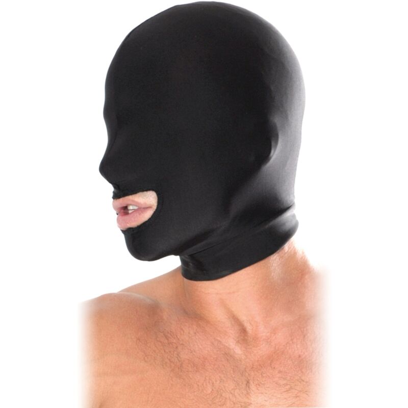 Cagoule bouche ouverte en élasthanne noir — FETISH FANTASY SERIES