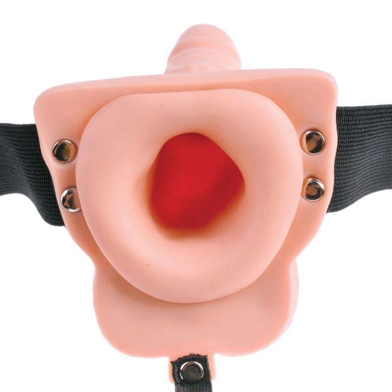 Adjustable harness with rechargeable vibrating realistic dildo and remote control — FETISH FANTASY SERIES