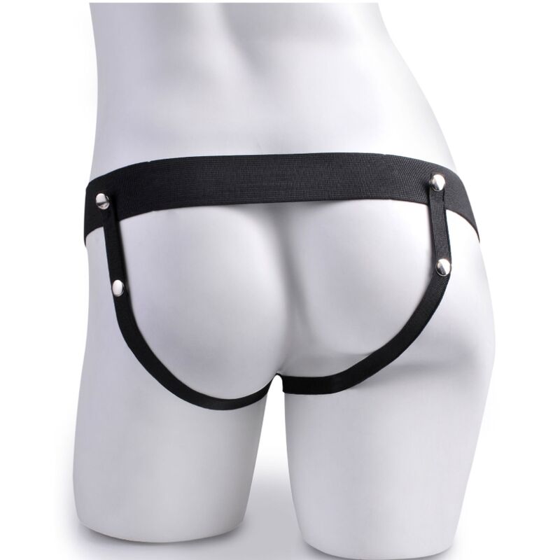 Adjustable harness with rechargeable vibrating realistic dildo and remote control — FETISH FANTASY SERIES