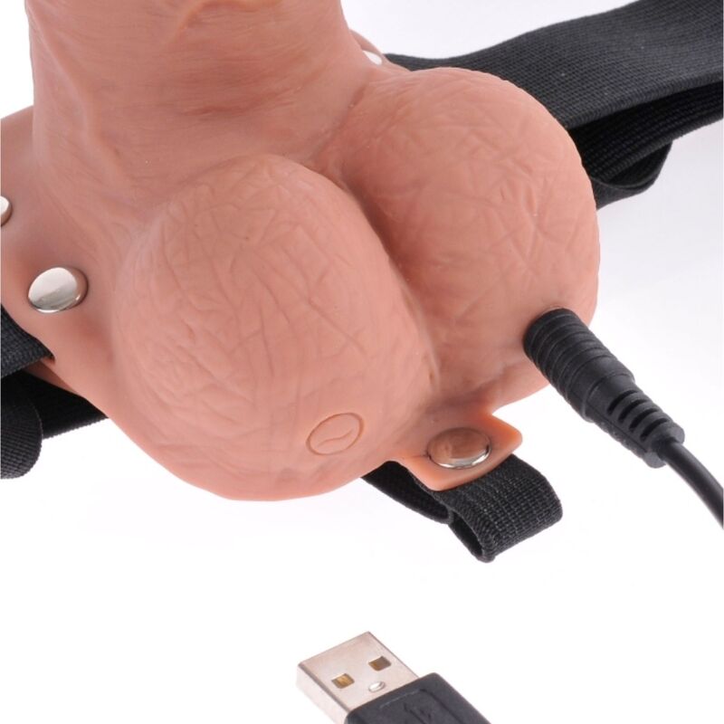 Harnais réglable avec gode vibrant rechargeable 17,8 cm — FETISH FANTASY SERIES
