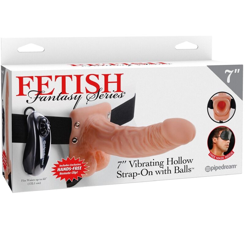 Imbracatura vibrante telecomandata con dildo realistico e testicoli da 17,8 cm — SERIE FETISH FANTASY