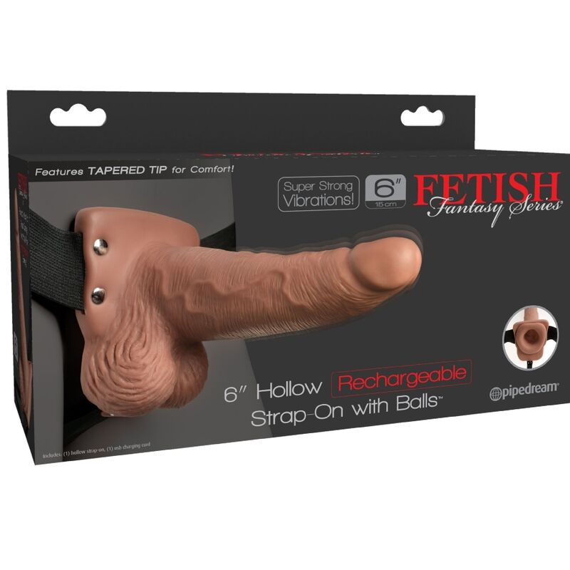 Arnês ajustável com falo realista recarregável e vibrador de 15 cm — FETISH FANTASY SERIES