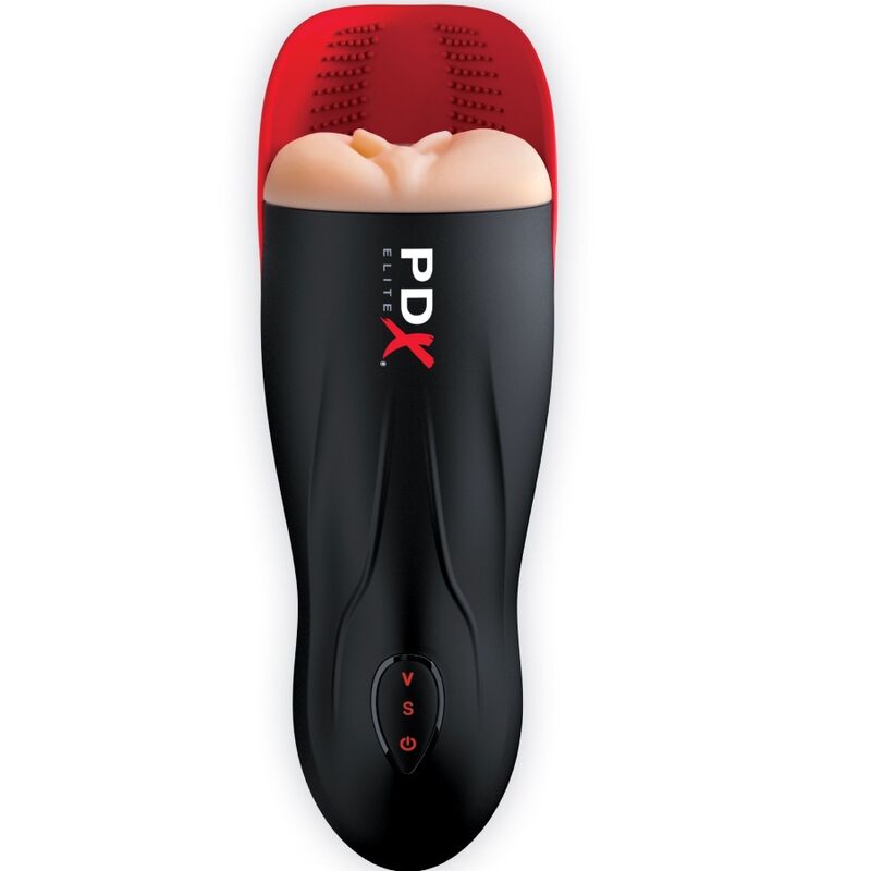 Masturbateur vibrant double avec aspiration et stimulation testiculaire — PDX ELITE