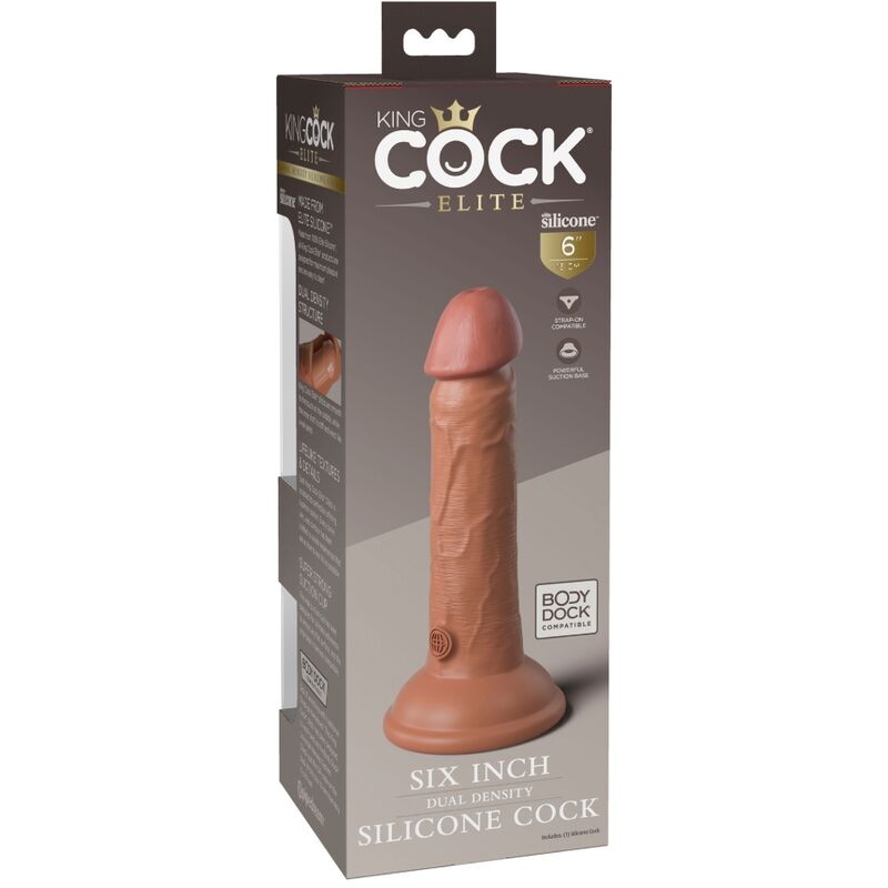 Gode réaliste double densité 15,2 cm caramel — KING COCK