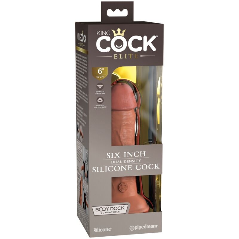 Gode réaliste double densité 15,2 cm caramel — KING COCK