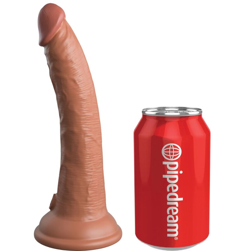 Gode réaliste en silicone double densité 17.8 cm caramel — King Cock Elite