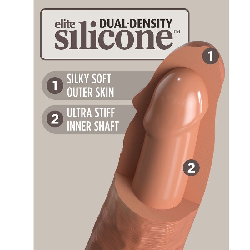 Gode réaliste en silicone double densité 20,3 cm caramel — KING COCK