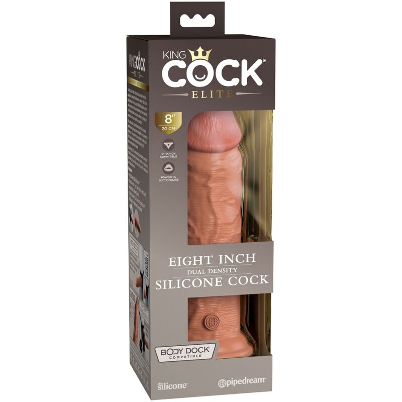 Gode réaliste en silicone double densité 20,3 cm caramel — KING COCK