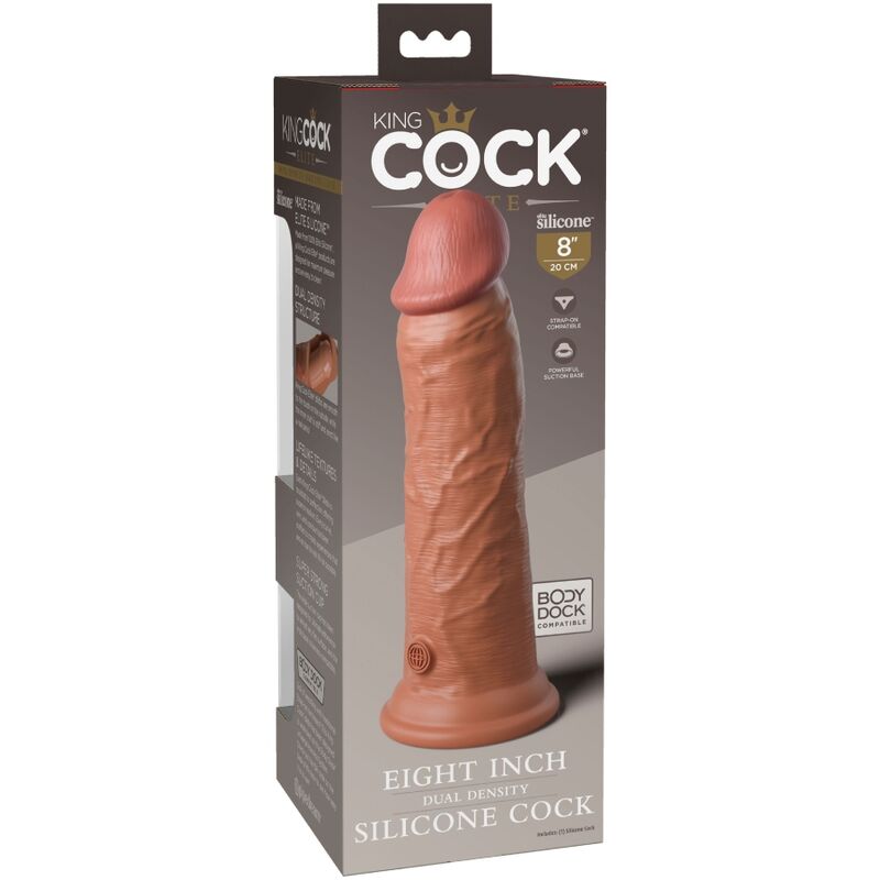 Gode réaliste en silicone double densité 20,3 cm caramel — KING COCK