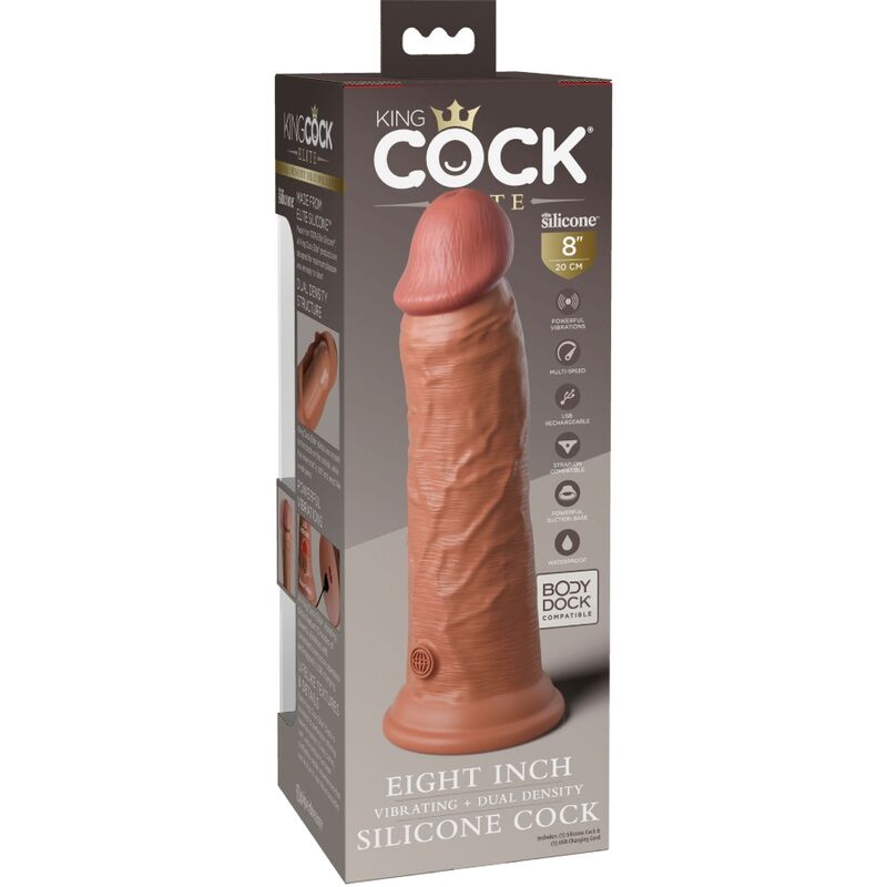 Gode réaliste vibrant double densité 20.3 cm caramel — KING COCK