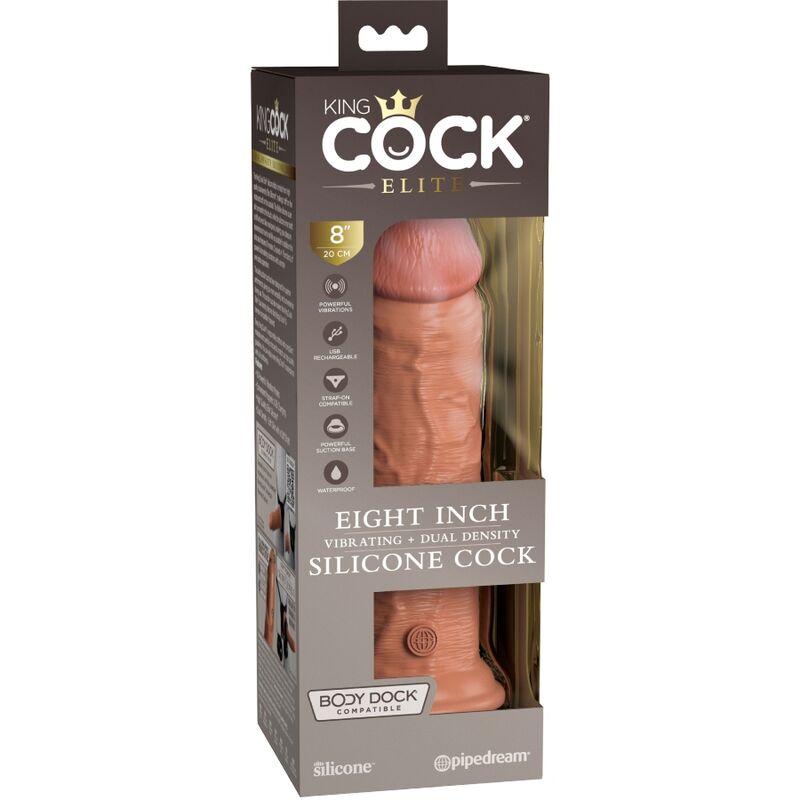 Gode réaliste vibrant double densité 20.3 cm caramel — KING COCK