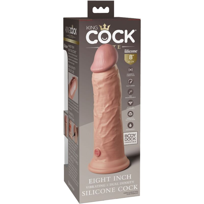 Gode réaliste vibrant double densité 20,3 cm — KING COCK