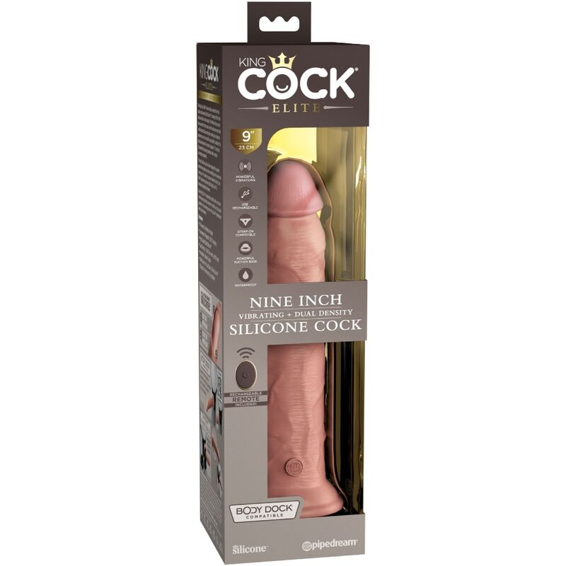 Gode vibrant réaliste double densité avec télécommande — KING COCK