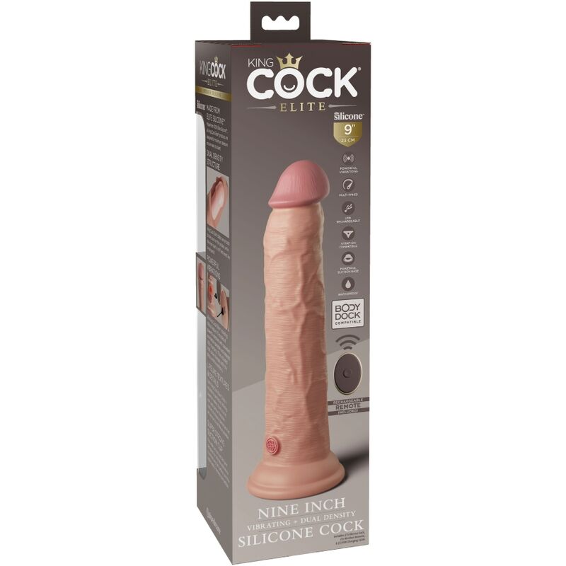 Gode vibrant réaliste double densité avec télécommande — KING COCK
