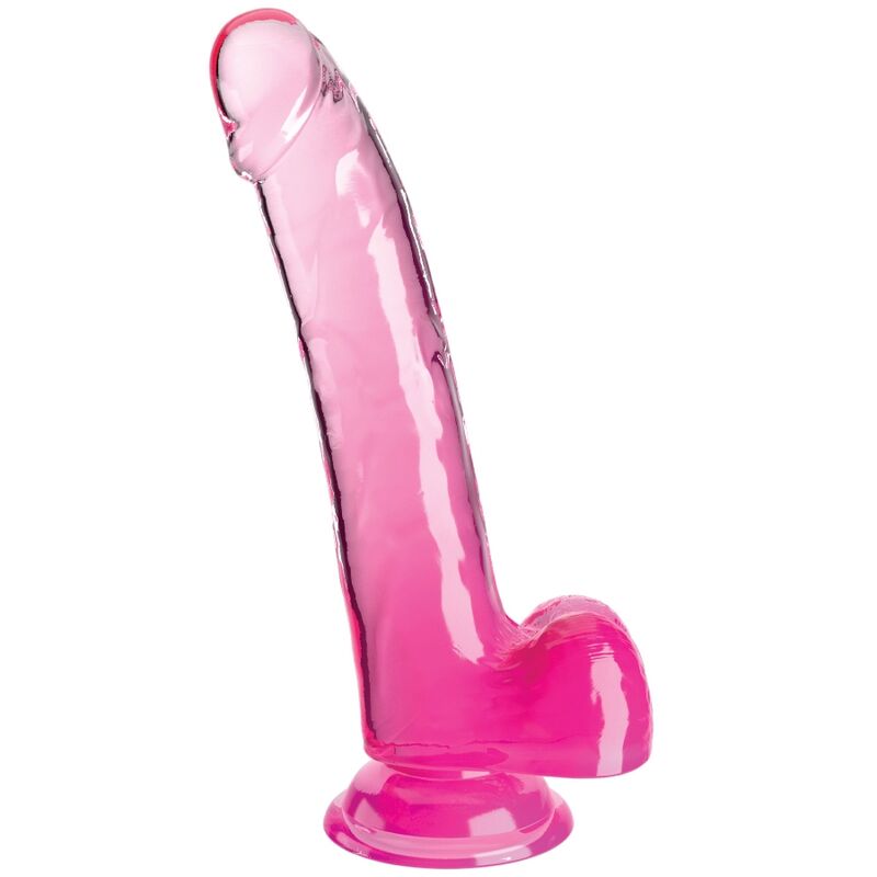 Gode transparent réaliste avec testicules 20 cm — KING COCK