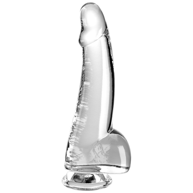 Gode transparent réaliste avec testicules 15,2 cm — KING COCK