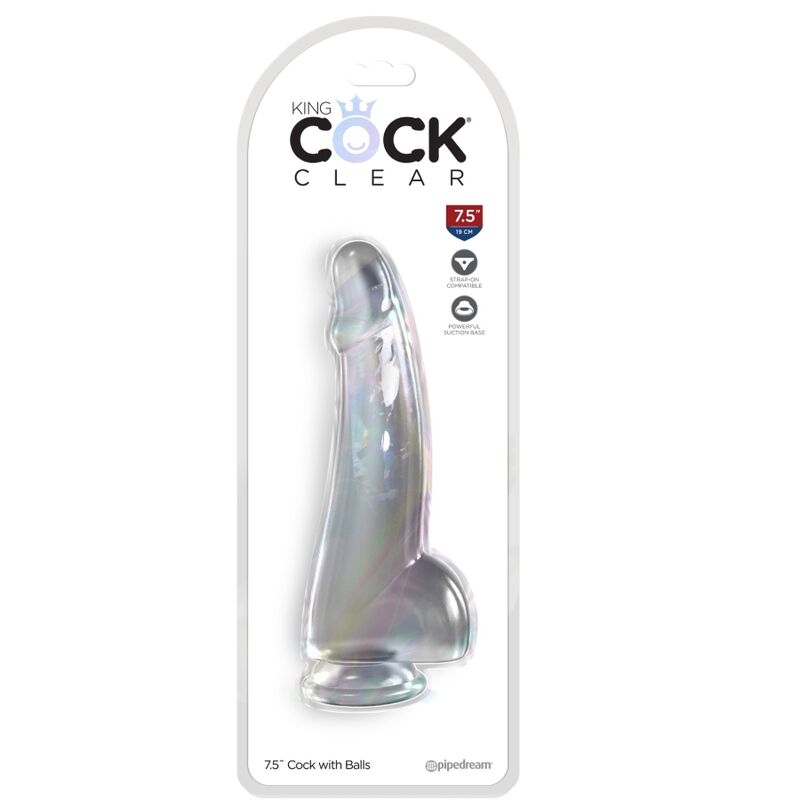 Gode transparent réaliste avec testicules 15,2 cm — KING COCK