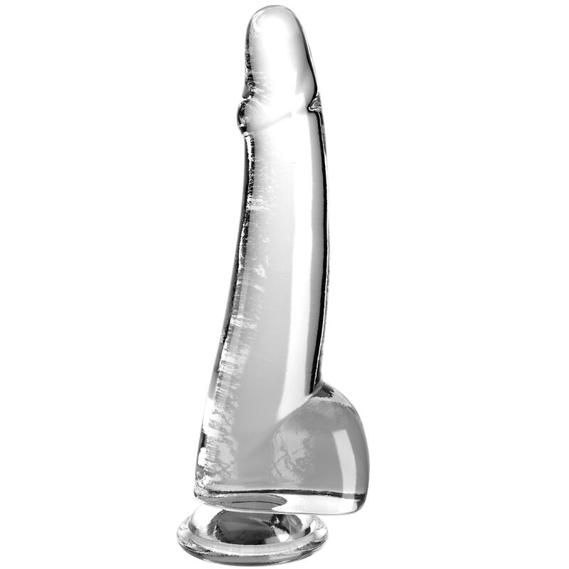 Gode transparent réaliste avec testicules 19 cm — KING COCK
