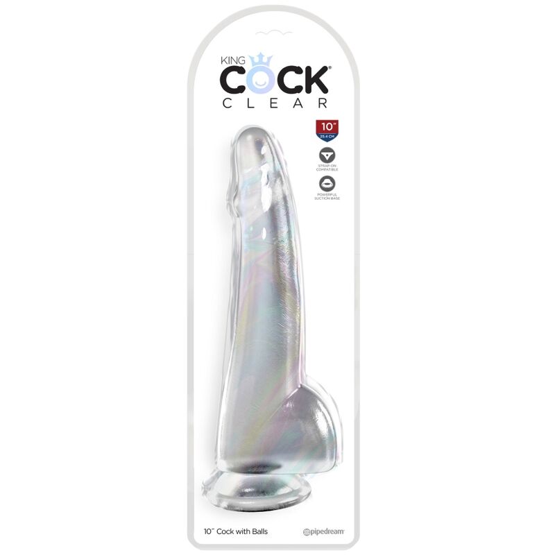 Gode transparent réaliste avec testicules 19 cm — KING COCK