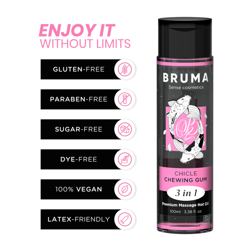 Huile de massage premium effet chaleur saveur gomme 3 en 1 — BRUMA