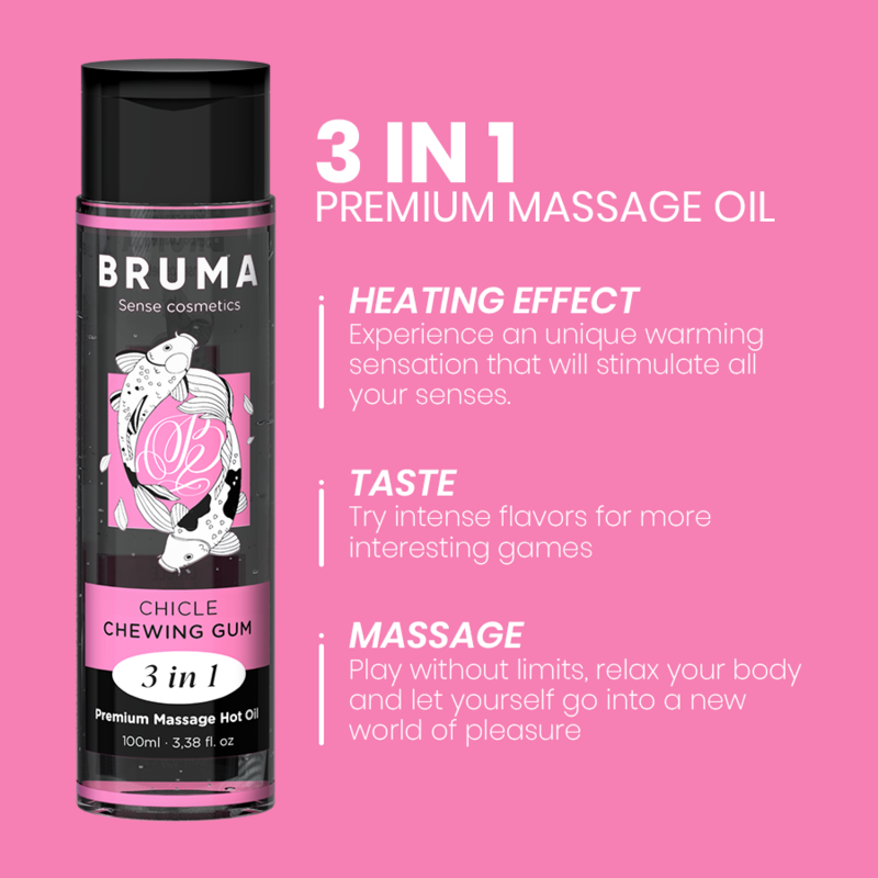 Huile de massage premium effet chaleur saveur gomme 3 en 1 — BRUMA
