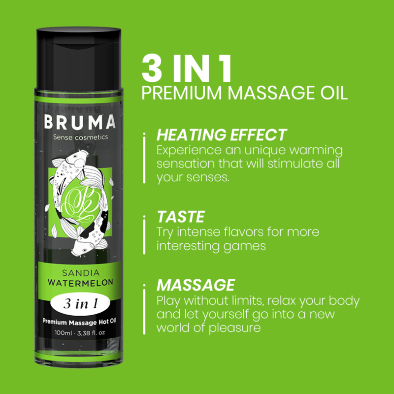Huile de massage effet chaleur pastèque 3 en 1 — BRUMA
